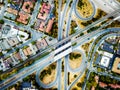 Abstract aerial photo of the highway intersection Royalty Free Stock Photo