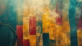 Abstract Aerial View of Colorful Farmland Tapestry