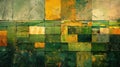 Abstract Aerial View of Colorful Farmland Tapestry