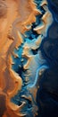 Abstract Rivers: Waves Of Light Orange And Dark Azure