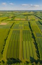 Aerial view of farm land in rural landscape. Royalty Free Stock Photo