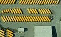 Abstract Aerial View of School Bus Depot