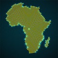 Abstract Africa map of glowing radial dots
