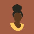 Abstract african woman portrait with hair in bun hairstyle. Afro black skin girl. Vector Royalty Free Stock Photo