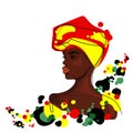 Abstract Afro American woman dressed in traditional turban vector illustration.Juneteenth or Afro American Freedom day