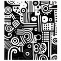 Abstract Afro-colombian Doodle Print: Circles, Shapes, And Totems