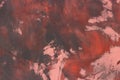 abstract aged red randomly painted canvas, fabric with color paint spots and blots texture for any purposes Royalty Free Stock Photo