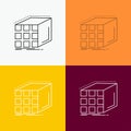 Abstract, aggregation, cube, dimensional, matrix Icon Over Various Background. Line style design, designed for web and app. Eps 10 Royalty Free Stock Photo