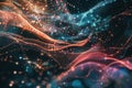 Abstract AI algorithm background with futuristic neural networks and data flow. Royalty Free Stock Photo