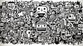 Doodle robot art background