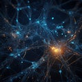 Abstract AI Background Featuring Glowing Neural Networks and Floating Particles Royalty Free Stock Photo