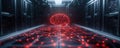 Abstract AI Brain Render with Glowing Synaptic Connections in a Digital Environment Royalty Free Stock Photo
