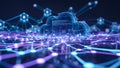 Abstract AI Cloud Computing Network with Glowing Data Streams and Digital Nodes AI Generated Royalty Free Stock Photo