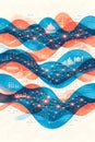 Abstract AI Data Network with Flowing Wave Lines and big Data Analytics Visualization Royalty Free Stock Photo