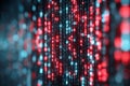 Abstract AI encryption concept with binary code patterns in red and blue Royalty Free Stock Photo