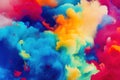 abstract ai generated background illustration of a colored floating liquid in the colors red, yellow and blue