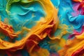 abstract ai generated background illustration of a colored floating liquid in the colors red, yellow and blue