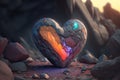 abstract ai generated image of a colorful stone heart , generative ai heart rock wallpaper