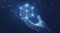 Abstract AI hand processing big data using binary code and algorithms in a futuristic background Royalty Free Stock Photo