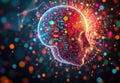 Abstract AI head dissolving into colorful fragmented data streams Royalty Free Stock Photo