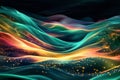 Abstract AI Inspired Glowing Landscape with Dynamic Waves Royalty Free Stock Photo