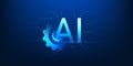 Abstract AI Technology Background with Gear and Digital Circuit Network, Artificial Intelligence Processing System, Machine Royalty Free Stock Photo