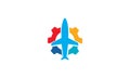 Abstract airplane travel fly with gear logo design