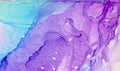 Abstract alcohol ink light sky blue and purple background. Watercolor paint textured effect for creative banners