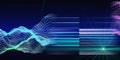 Abstract algorithm analytical background with grid of data and shine lines. Business concept of artificial intelligence.