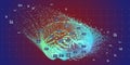 Abstract algorithm making analysis. Big data. Quantum virtual cryptography. Business and science visualization of artificial