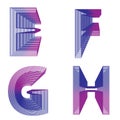 Abstract alphabet EFGH letter neon lines vector