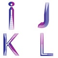 Abstract alphabet IJKL letter neon lines vector