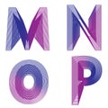 Abstract alphabet MNOP letter neon lines vector