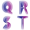 Abstract alphabet QRST letter neon lines vector