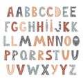 Abstract alphabet in Scandinavian style. Several letters variants to make better choice. Kids font for home decor, wall