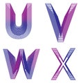 Abstract alphabet UVWX letter neon lines vector