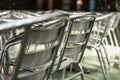 Abstract aluminium  chairs and tables Royalty Free Stock Photo