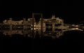 Abstract amazing monochrome night view of an old Atlantis building complex standing in lake Ontario