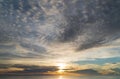 Abstract amazing Scene of stuning Colorful sunset with clouds background in nature and travel concept, wide angle shot Panorama