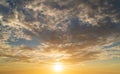 Abstract amazing Scene of stuning Colorful sunset with clouds background in nature and travel concept, wide angle shot Panorama