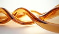 Abstract amber glass waves twist and turn creating a fluid, dynamic form. Smooth, glossy texture with light and shadow play. Royalty Free Stock Photo