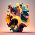 Abstract amorphous dripping 3d shapes background. AI generatve imagery