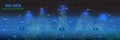 Abstract analysis infographics grid on dark blue background. 3d diagram analysis algorithms. City network concept. Data chart.