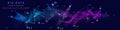 Abstract analytical background with polygonal grid analyze data on blue. Analytics algorithms data. Big data. Quantum
