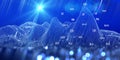Abstract analytical background with wireframe algorithm analyze data and blurred lines. Quantum cryptography concept. Analytics Royalty Free Stock Photo