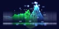Abstract analytical background with wireframe algorithm analyze data and blurred lines. Quantum cryptography concept. Analytics Royalty Free Stock Photo