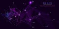 Abstract analytical background with wireframe grid analyze data on dark blue. Analytics algorithms data. Big data. Quantum