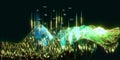 Abstract analyze algorithm  artificial intelligence data.  Big data. Technology concept with color grid and  blurred lines. Royalty Free Stock Photo