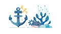 Abstract anchor icon with digital data streams and gears. vector design Generative AI Royalty Free Stock Photo