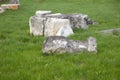 An old  stone tombstone lying down Royalty Free Stock Photo